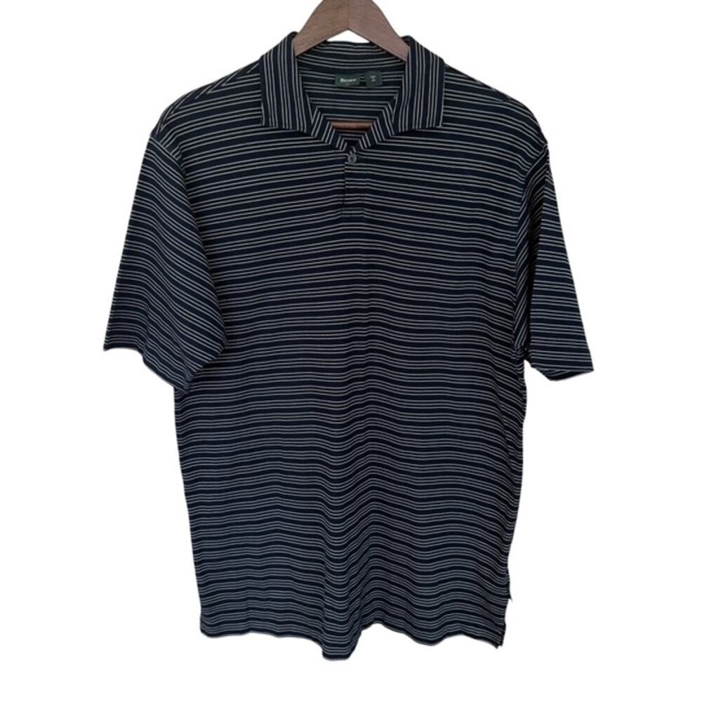BOSS Hugo Boss Navy Blue with White Stripes Golf Polo - Size Large